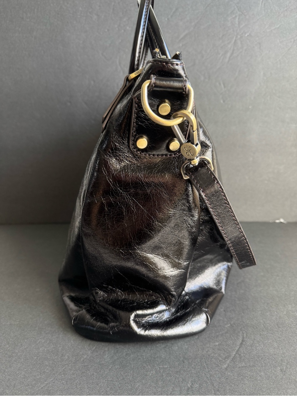 HOBO Sheila Bag Black Leather Tote Top Handle Purse Crossbody Shoulder EUC - Picture 6 of 11